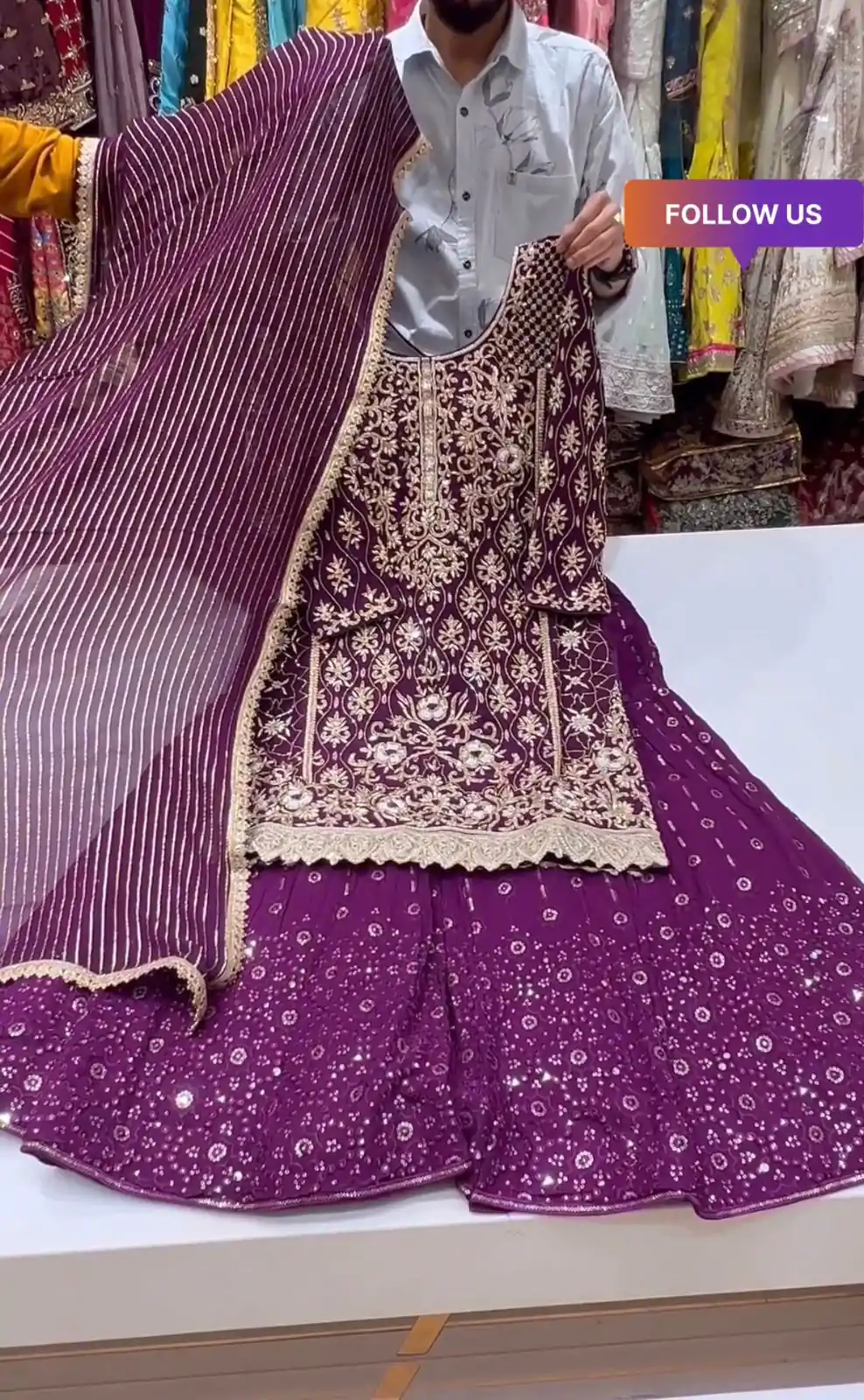 ZF 373 Purple Color Georgette Embroidery Sequence Salwar Suit Casual, Wedding, Party, Events Etc. Expected Delivery 4-6 Working Days 2399/- | Casual Suits, Jump Suits, Salwar suit, Creative suits, Designer Suits, Palazzo Suits, Party Wear Suits, Patiala Suits, Straight Suits
