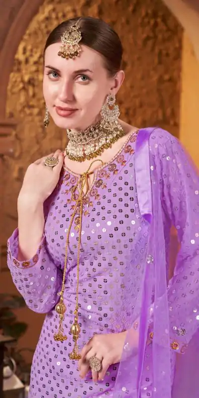 VLM 205 Violet Color Georgette Embroidery Sequence Salwar Suit Wedding, Party, Festive, Events Expected Delivery 4-6 Working Days @ 1999/- Only | Casual Suits, Salwar suit, Creative suits, Designer Suits, Party Wear Suits, Straight Suits