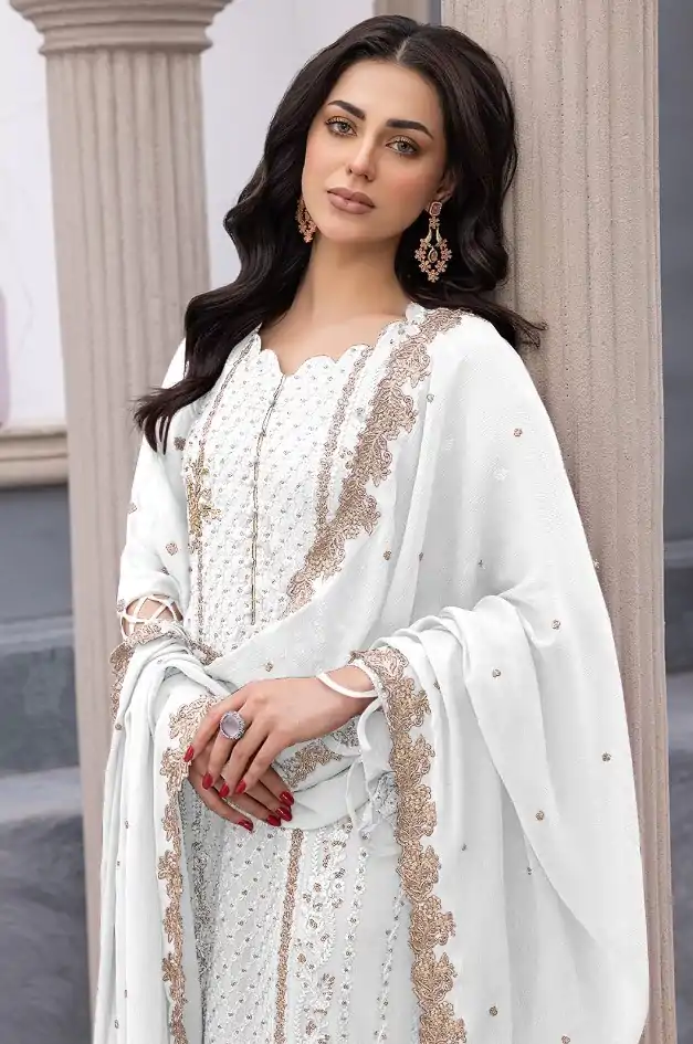 FC MARIA-A 1038 White Color Sequence Georgette Embroidery Salwar Suit Wedding, Party, Festive events, Expected Delivery  4-6 Working Days @2099 | Casual Suits, Salwar suit, Creative suits, Designer Suits, Palazzo Suits, Party Wear Suits, Patiala Suits, Straight Suits