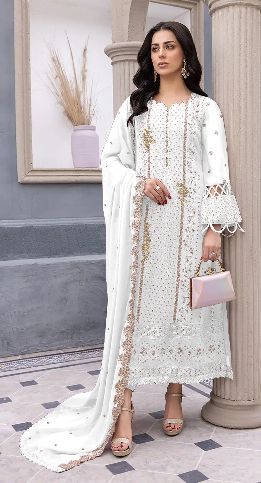 FC MARIA-A 1038 White Color Sequence Georgette Embroidery Salwar Suit Wedding, Party, Festive events, Expected Delivery  4-6 Working Days @2099 | Casual Suits, Salwar suit, Creative suits, Designer Suits, Palazzo Suits, Party Wear Suits, Patiala Suits, Straight Suits