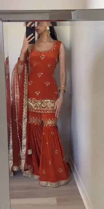 SRK 5183 Brown Color Georgette Embroidery Sequence Salwar Suit Wedding, Party, Festive, Events Expected Delivery 4-6 Working Days @ 2099/- | Casual Suits, Jump Suits, Salwar suit, Creative suits, Designer Suits, Palazzo Suits, Party Wear Suits, Patiala Suits, Straight Suits