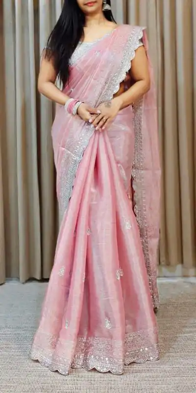 BT 3110 Pink Color Pure Soft Jimmy Choo Silk Embroidery Saree Casual, Party Wear, Traditional Wear, Wedding Wear, Events Etc.@1999/- | Designer Sarees, Sarees, Bollywood Sarees, Creative Sarees, Ethnic Saree, Modern Digital sarees, Party Wear Sarees