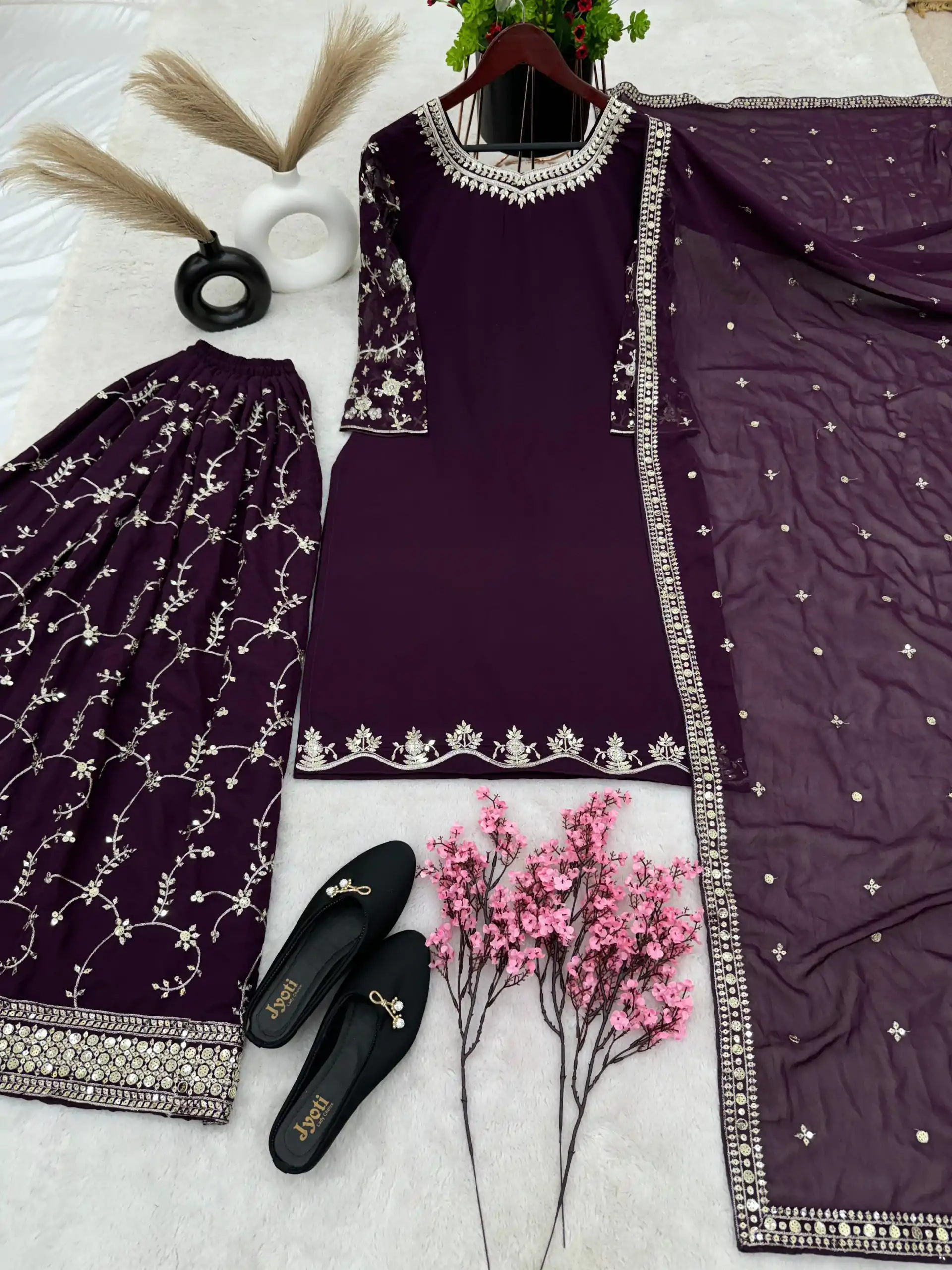 SRK 5135 Purple Color Georgette Embroidery Sequence Salwar Suit Wedding, Party, Festive, Events Expected Delivery 4-6 Working Days @ 1999/- | Casual Suits, Jump Suits, Salwar suit, Creative suits, Designer Suits, Palazzo Suits, Party Wear Suits, Patiala Suits, Straight Suits