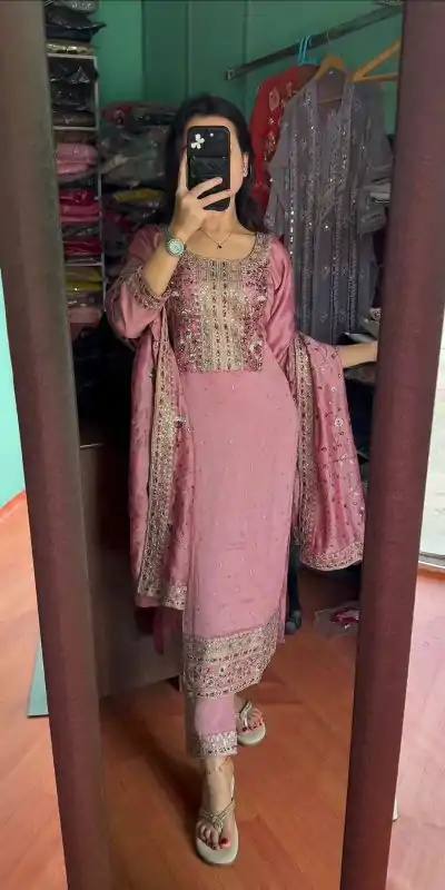 AD 163 Pink Color Chinon Silk Embroidery Work Sharara Suit Casual, Wedding, Party, Festive, Events Etc. Expected Delivery 4-6 Working Days @2249/- | Casual Suits, Jump Suits, Salwar suit, Creative suits, Designer Suits, Palazzo Suits, Party Wear Suits, Patiala Suits, Straight Suits