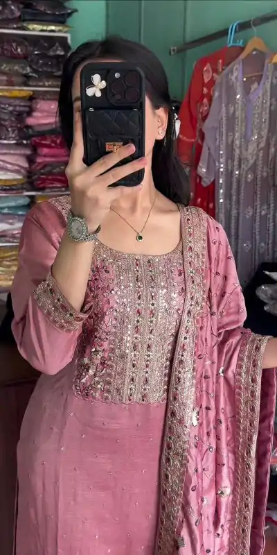 AD 163 Pink Color Chinon Silk Embroidery Work Sharara Suit Casual, Wedding, Party, Festive, Events Etc. Expected Delivery 4-6 Working Days @2249/- | Casual Suits, Jump Suits, Salwar suit, Creative suits, Designer Suits, Palazzo Suits, Party Wear Suits, Patiala Suits, Straight Suits