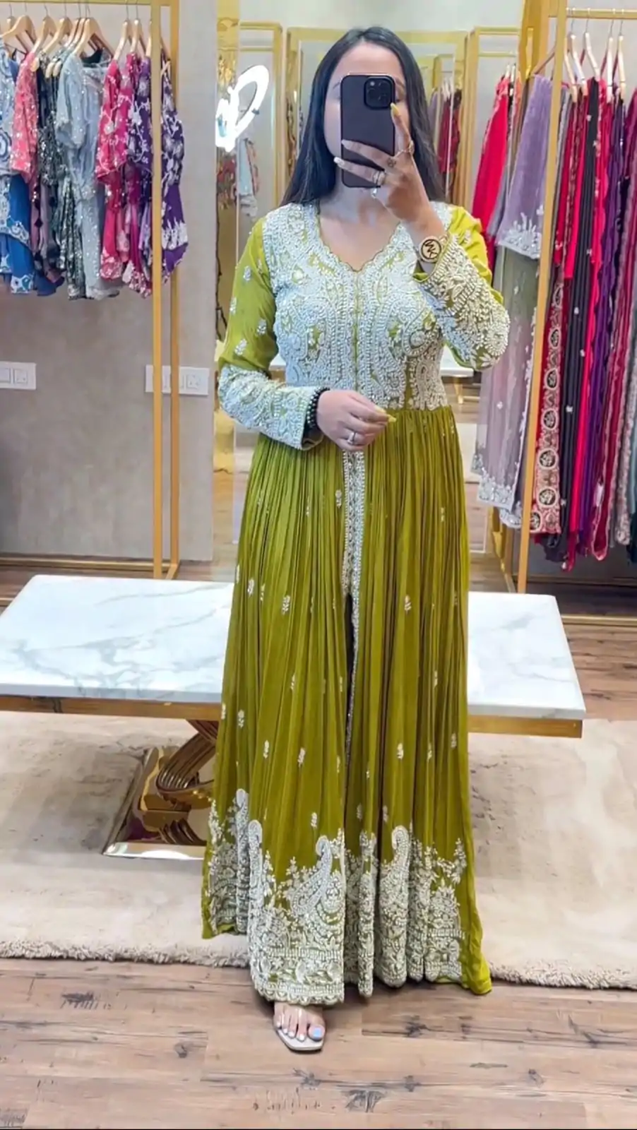SR 1623 Pista Green Color Georgette Embroidery Sequence Gown Casual, Wedding, Party, Festive, Events Etc. Expected Delivery 4-6 Working Days @2349/- | Gowns, Bollywood Gowns, Creative Gowns, Designer Gowns, Embroidered Gowns, Party Wear Gowns