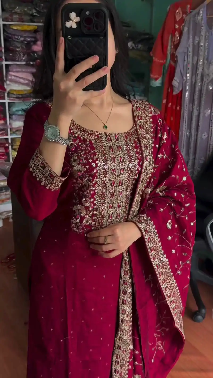AD 163 Red Color Chinon Silk Embroidery Work Sharara Suit Casual, Wedding, Party, Festive, Events Etc. Expected Delivery 4-6 Working Days @2249/- | Casual Suits, Jump Suits, Salwar suit, Creative suits, Designer Suits, Palazzo Suits, Party Wear Suits, Patiala Suits, Straight Suits