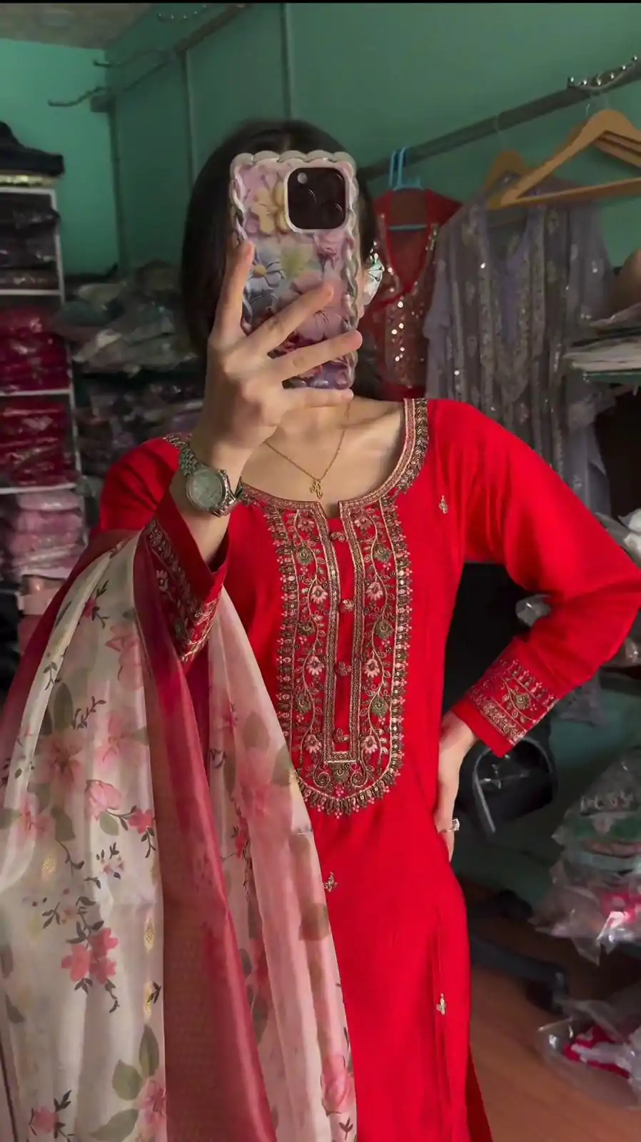 AD 164 Red Color Chinon Silk Embroidery Work Sharara Suit Casual, Wedding, Party, Festive, Events Etc. Expected Delivery 4-6 Working Days @1949/- | Casual Suits, Jump Suits, Salwar suit, Creative suits, Designer Suits, Palazzo Suits, Party Wear Suits, Patiala Suits, Straight Suits