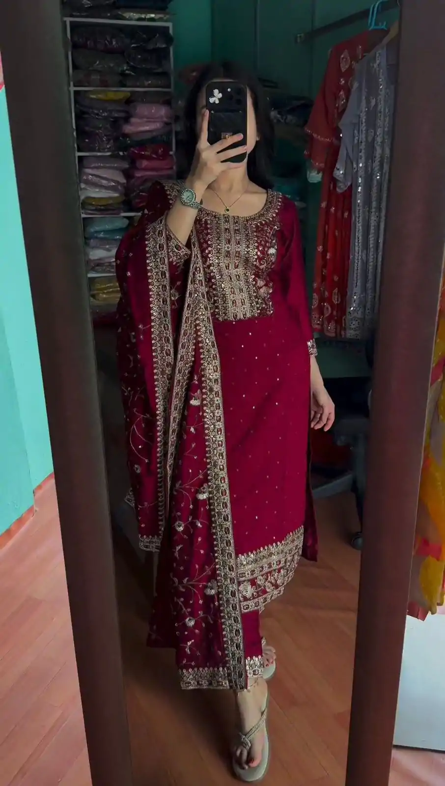 AD 163 Red Color Chinon Silk Embroidery Work Sharara Suit Casual, Wedding, Party, Festive, Events Etc. Expected Delivery 4-6 Working Days @2249/- | Casual Suits, Jump Suits, Salwar suit, Creative suits, Designer Suits, Palazzo Suits, Party Wear Suits, Patiala Suits, Straight Suits