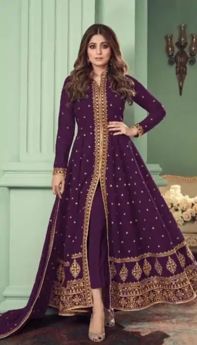 FC ASHIRWAD 8527 Purple Color Heavy Georgette Embroidery Sharara Suit Wedding, Party, Festive Expected Delivery 4-6 Working Days  @2599/- | Casual Suits, Jump Suits, Salwar suit, Creative suits, Designer Suits, Palazzo Suits, Party Wear Suits, Patiala Suits, Straight Suits