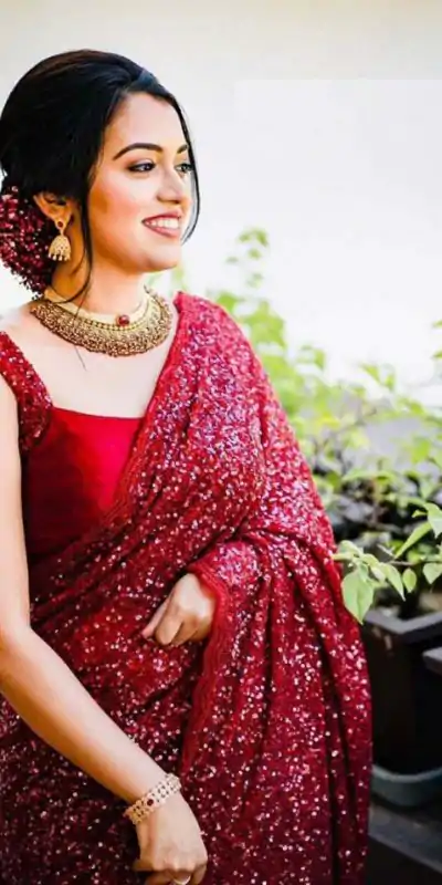 BT 152 Red Color Georgette Fancy Sequence Embroidery Saree Casual, Party Wear, Traditional Wear, Wedding Wear, Events Etc.@1749/- | Designer Sarees, Sarees, Bollywood Sarees, Creative Sarees, Ethnic Saree, Modern Digital sarees, Party Wear Sarees