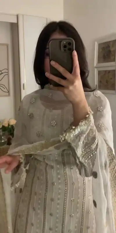 ZF 381 White Color Georgette Embroidery Sequence Salwar Suit Casual, Wedding, Party, Events Etc. Expected Delivery 4-6 Working Days 2399/- | Casual Suits, Jump Suits, Salwar suit, Creative suits, Designer Suits, Palazzo Suits, Party Wear Suits, Patiala Suits, Straight Suits