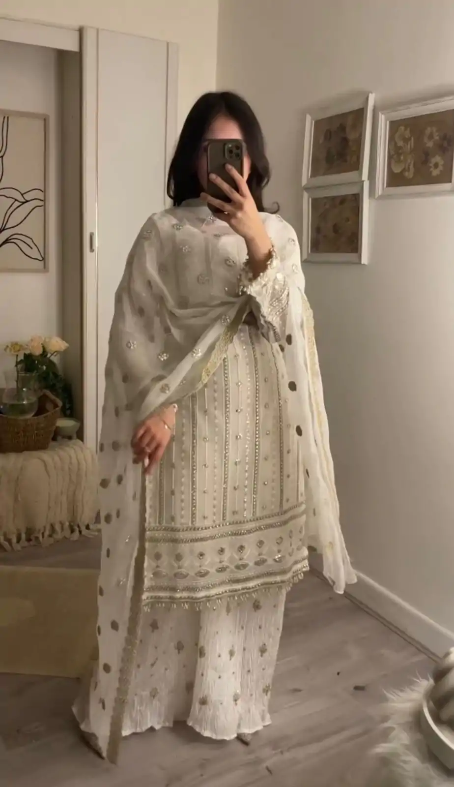 ZF 381 White Color Georgette Embroidery Sequence Salwar Suit Casual, Wedding, Party, Events Etc. Expected Delivery 4-6 Working Days 2399/- | Casual Suits, Jump Suits, Salwar suit, Creative suits, Designer Suits, Palazzo Suits, Party Wear Suits, Patiala Suits, Straight Suits