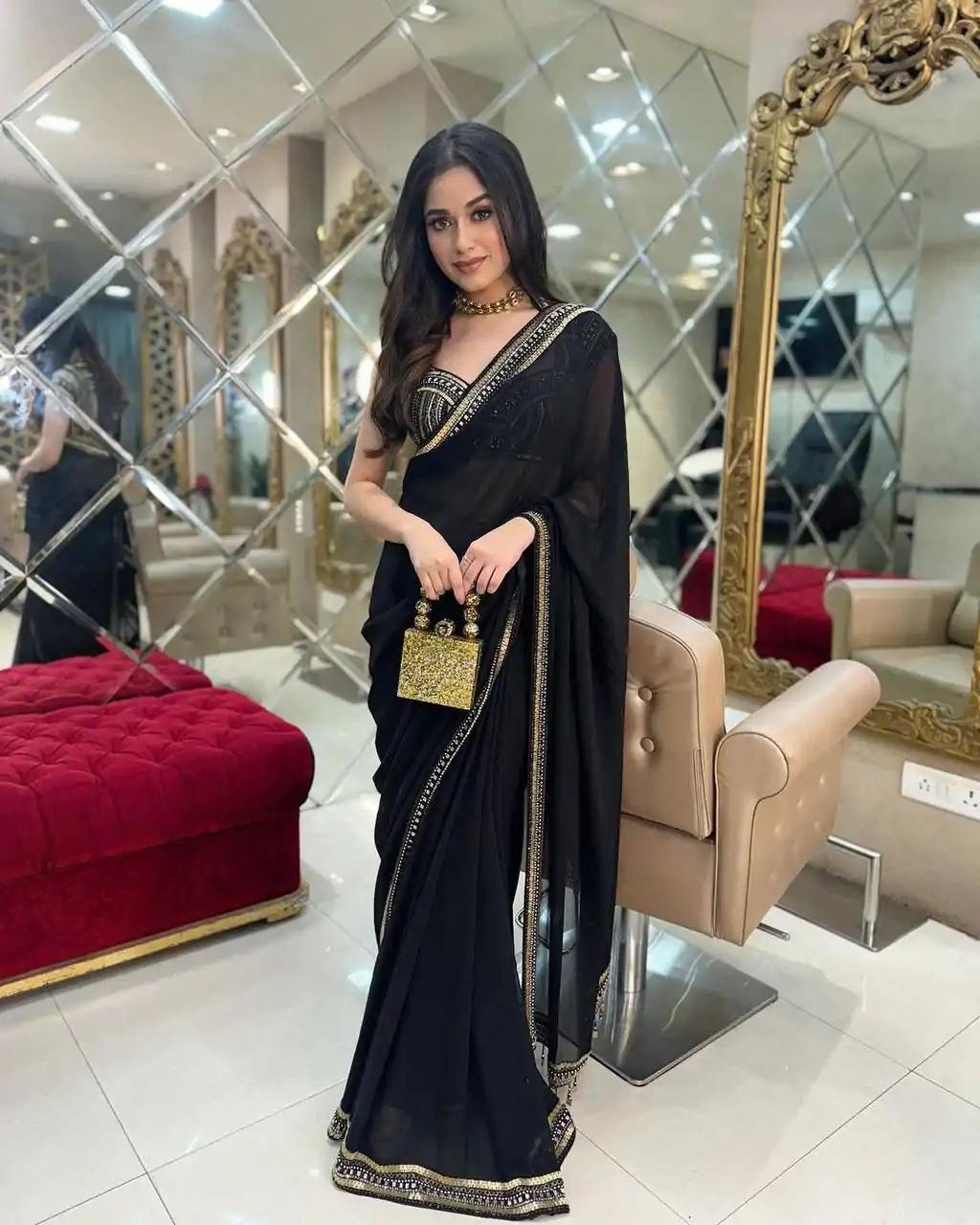 ST 468 Black Color Georgette Embroidery Lace Border Work Saree Casual, Wedding, Party, Festive, Events Etc. Expected Delivery 4-6 Working Days @1699/- | Designer Sarees, Embroidered Sarees, Sarees, Bollywood Sarees, Creative Sarees, Ethnic Saree, Modern Digital sarees, Party Wear Sarees