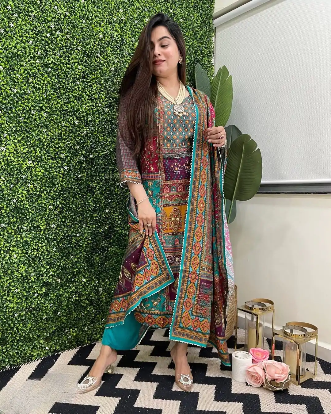 LG 1859 Blue color Maslin Printed Real Mirror Work Salwar Suit Casual, Wedding, Party, Festive, Events . Expected Delivery 4-6 Working Days @1899/- | Casual Suits, Salwar suit, Creative suits, Designer Suits, Palazzo Suits, Party Wear Suits, Patiala Suits, Straight Suits
