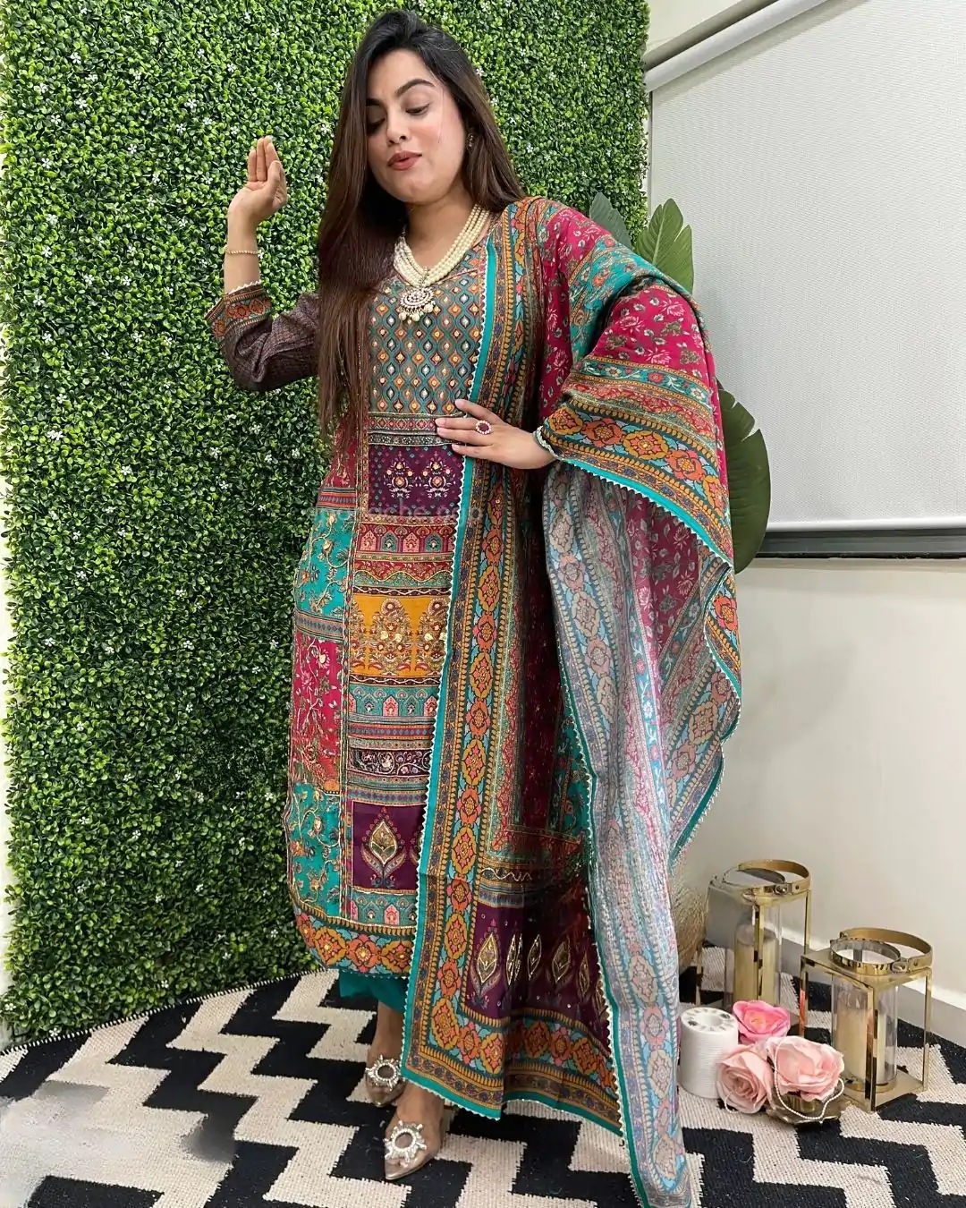 LG 1859 Blue color Maslin Printed Real Mirror Work Salwar Suit Casual, Wedding, Party, Festive, Events . Expected Delivery  4-6 Working Days @1899/- | Casual Suits, Salwar suit, Creative suits, Designer Suits, Palazzo Suits, Party Wear Suits, Patiala Suits, Straight Suits