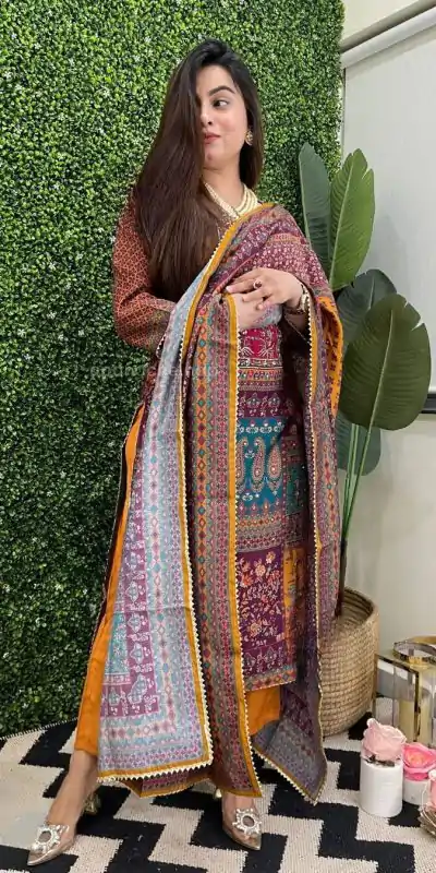 LG 1859 Mustard color Maslin Printed Real Mirror Work Salwar Suit Casual, Wedding, Party, Festive, Events . Expected Delivery 4-6 Working Days @1899/- | Casual Suits, Salwar suit, Creative suits, Designer Suits, Palazzo Suits, Party Wear Suits, Patiala Suits, Straight Suits