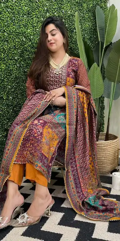 LG 1859 Mustard color Maslin Printed Real Mirror Work Salwar Suit Casual, Wedding, Party, Festive, Events . Expected Delivery  4-6 Working Days @1899/- | Casual Suits, Salwar suit, Creative suits, Designer Suits, Palazzo Suits, Party Wear Suits, Patiala Suits, Straight Suits