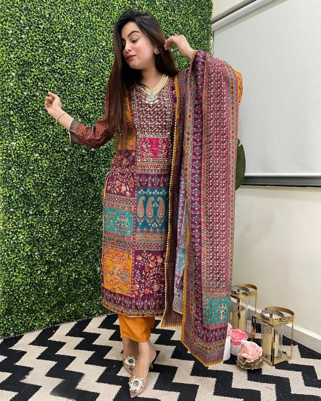 LG 1859 Mustard color Maslin Printed Real Mirror Work Salwar Suit Casual, Wedding, Party, Festive, Events . Expected Delivery  4-6 Working Days @1899/- | Casual Suits, Salwar suit, Creative suits, Designer Suits, Palazzo Suits, Party Wear Suits, Patiala Suits, Straight Suits