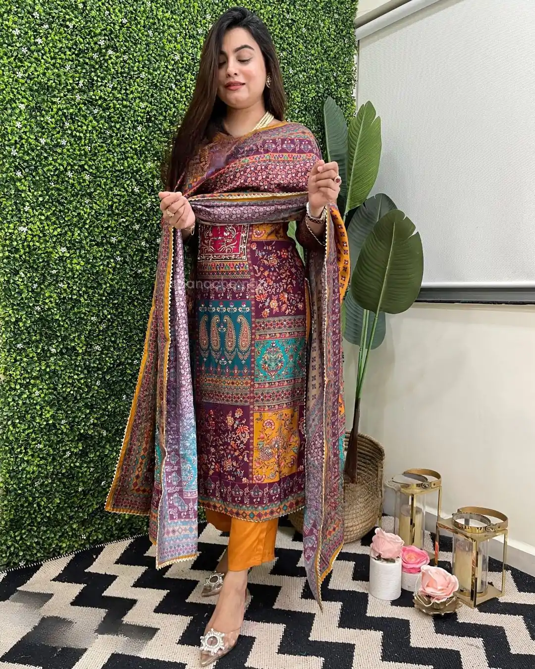 LG 1859 Mustard color Maslin Printed Real Mirror Work Salwar Suit Casual, Wedding, Party, Festive, Events . Expected Delivery  4-6 Working Days @1899/- | Casual Suits, Salwar suit, Creative suits, Designer Suits, Palazzo Suits, Party Wear Suits, Patiala Suits, Straight Suits