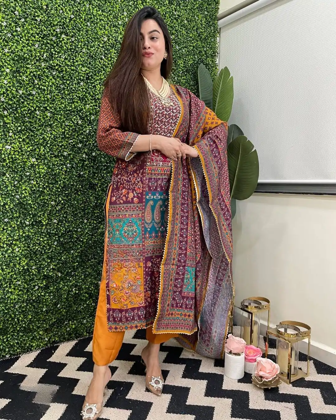 LG 1859 Mustard color Maslin Printed Real Mirror Work Salwar Suit Casual, Wedding, Party, Festive, Events . Expected Delivery  4-6 Working Days @1899/- | Casual Suits, Salwar suit, Creative suits, Designer Suits, Palazzo Suits, Party Wear Suits, Patiala Suits, Straight Suits