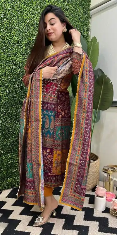 LG 1859 Mustard color Maslin Printed Real Mirror Work Salwar Suit Casual, Wedding, Party, Festive, Events . Expected Delivery 4-6 Working Days @1899/- | Casual Suits, Salwar suit, Creative suits, Designer Suits, Palazzo Suits, Party Wear Suits, Patiala Suits, Straight Suits