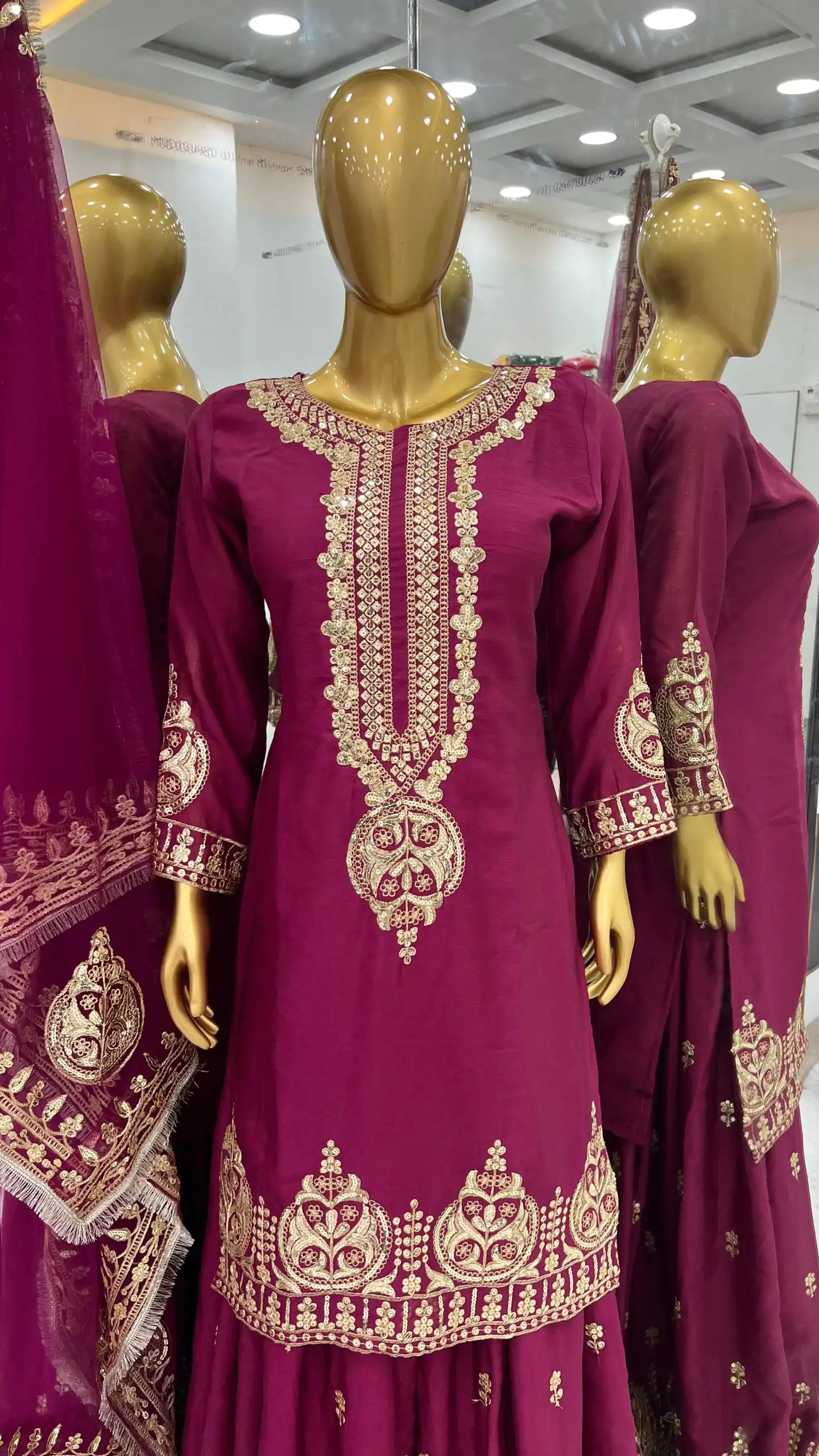 ZF 375 Purple Color Chinnon Silk Embroidery Sequence Salwar Suit Casual, Wedding, Party, Events Etc. Expected Delivery 4-6 Working Days 2099/- | Casual Suits, Jump Suits, Salwar suit, Creative suits, Designer Suits, Palazzo Suits, Party Wear Suits, Patiala Suits, Straight Suits