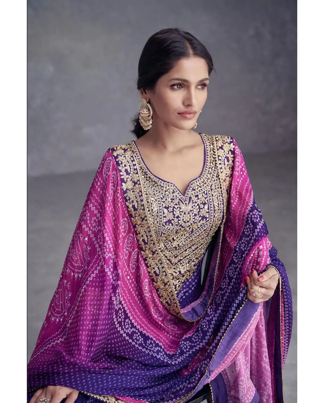 ZF 386 Violet Color Chinnon Digital Printed Sequence Salwar Suit Casual, Wedding, Party, Events Etc. Expected Delivery 4-6 Working Days 2399/- | Casual Suits, Jump Suits, Salwar suit, Creative suits, Designer Suits, Palazzo Suits, Party Wear Suits, Patiala Suits, Straight Suits