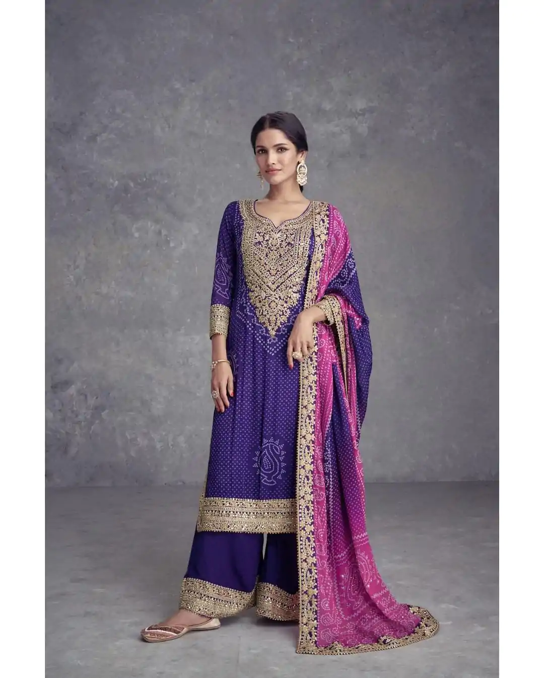 ZF 386 Violet Color Chinnon Digital Printed Sequence Salwar Suit Casual, Wedding, Party, Events Etc. Expected Delivery 4-6 Working Days 2399/- | Casual Suits, Jump Suits, Salwar suit, Creative suits, Designer Suits, Palazzo Suits, Party Wear Suits, Patiala Suits, Straight Suits