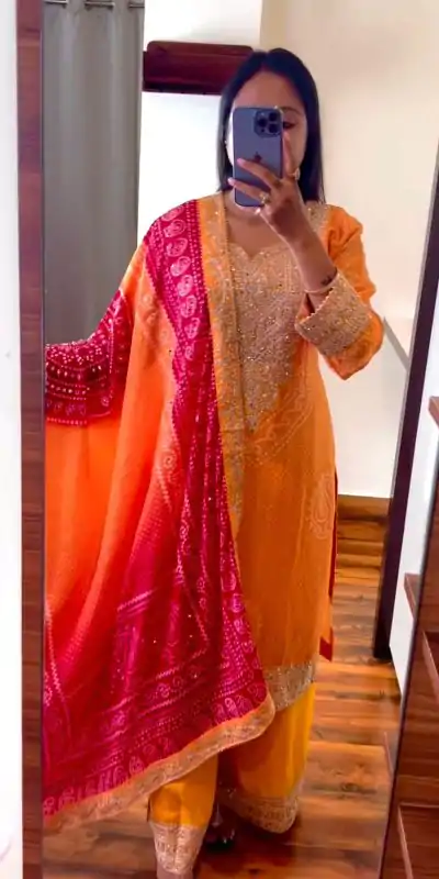 ZF 386 Yellow Color Chinnon Digital Printed Sequence Salwar Suit Casual, Wedding, Party, Events Etc. Expected Delivery 4-6 Working Days 2399/- | Casual Suits, Jump Suits, Salwar suit, Creative suits, Designer Suits, Palazzo Suits, Party Wear Suits, Patiala Suits, Straight Suits