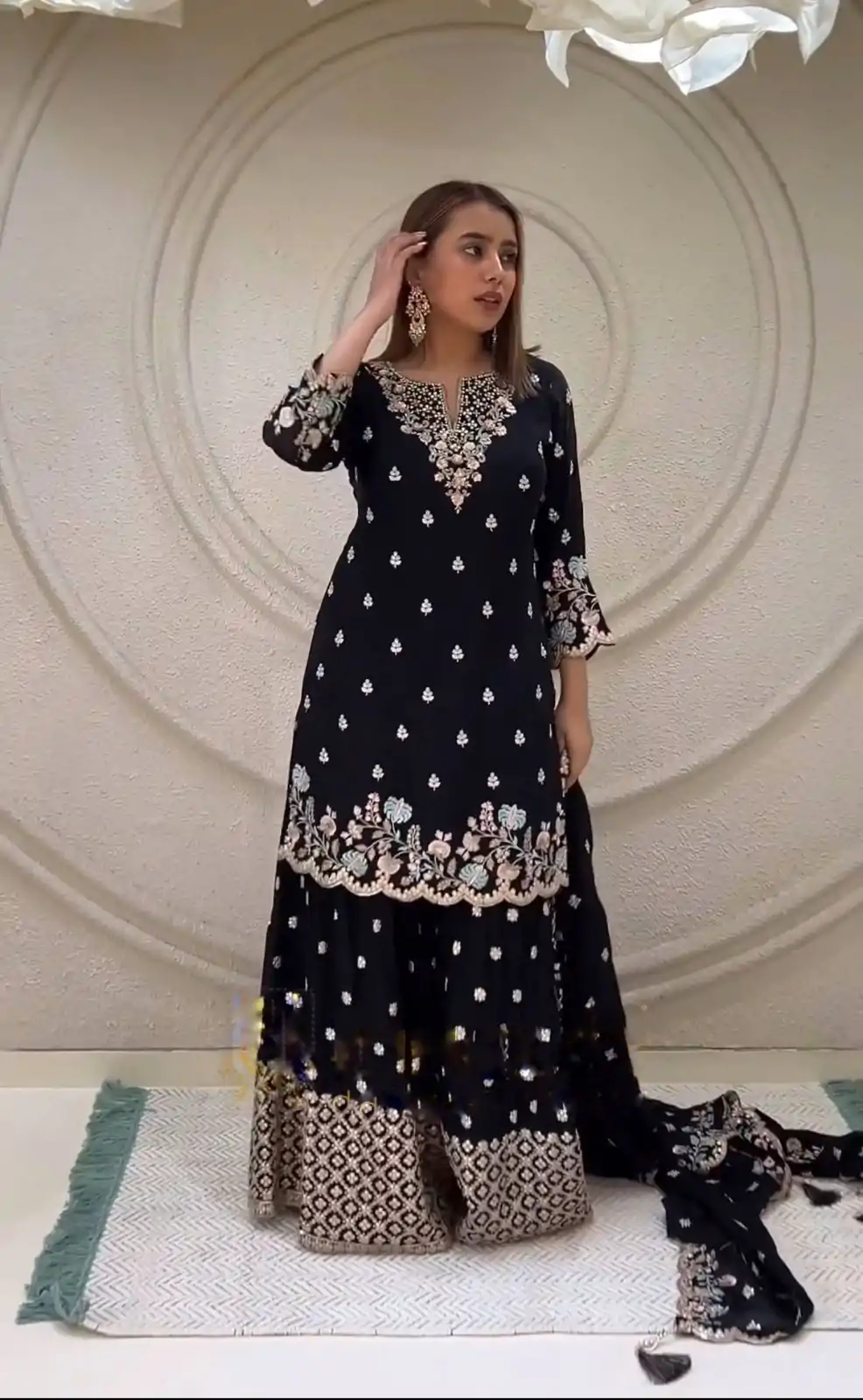 NSR 816 Black Color Pure Chinnon Silk Embroidery Sequence Salwar Suit Wedding, Party, Festive, Events Expected Delivery 4-6 Working Days @ 2399/- | Casual Suits, Jump Suits, Salwar suit, Creative suits, Designer Suits, Palazzo Suits, Party Wear Suits, Patiala Suits, Straight Suits