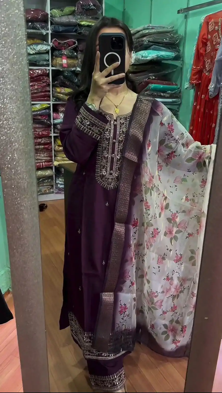 SR 1622 Purple Color Chinnon Silk Embroidery Sharara Suit Wedding, Party, Festive, Events Etc. Expected Delivery 4-6 Working Days @1949 | Casual Suits, Salwar suit, Creative suits, Designer Suits, Palazzo Suits, Party Wear Suits, Straight Suits