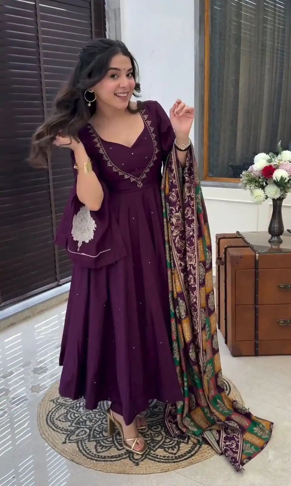 SRK 5181 Purple Color Pure Chinnon Silk Embroidery Sequence Salwar Suit Wedding, Party, Festive, Events Expected Delivery 4-6 Working Days @ 1899/- | Casual Suits, Jump Suits, Salwar suit, Creative suits, Designer Suits, Palazzo Suits, Party Wear Suits, Patiala Suits, Straight Suits