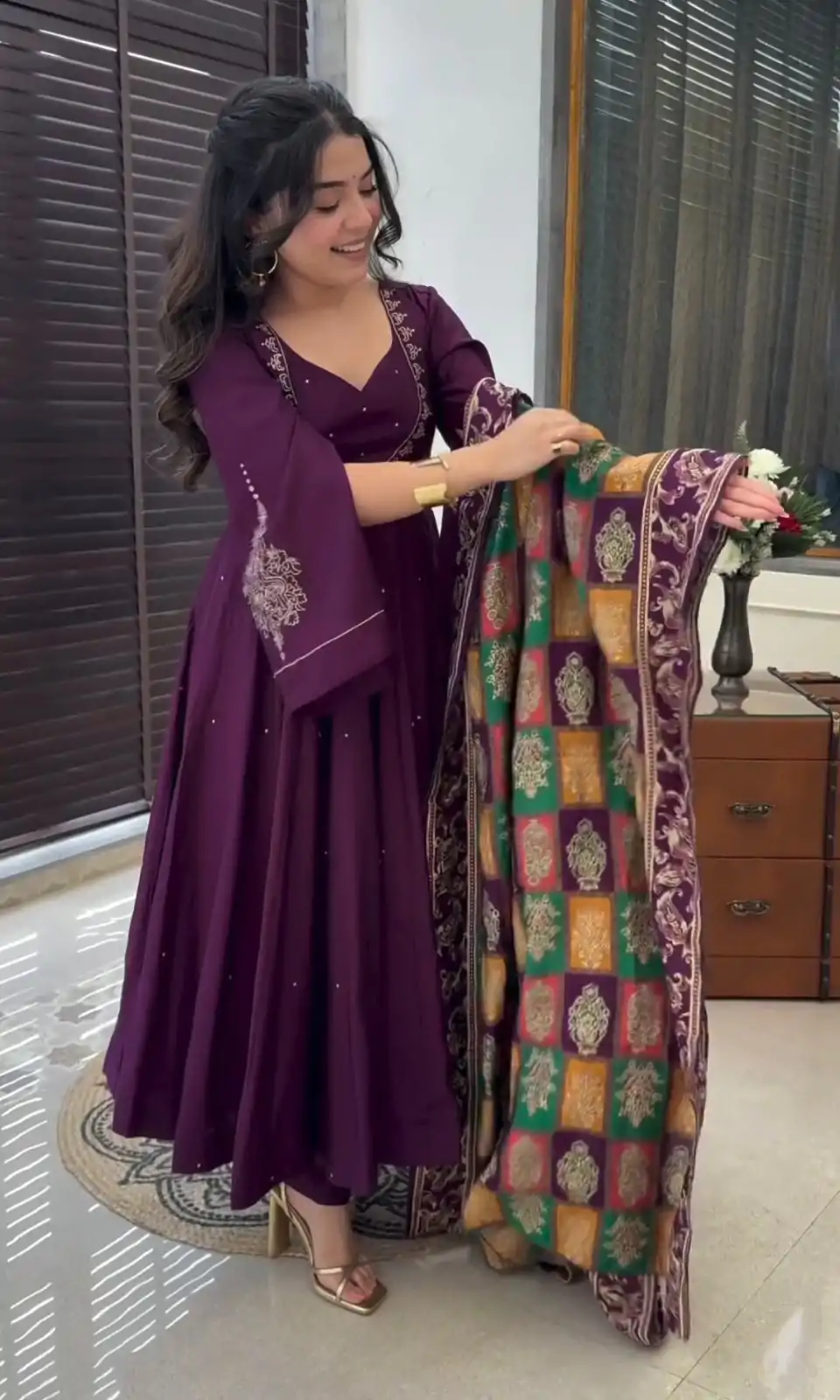 SRK 5181 Purple Color Pure Chinnon Silk Embroidery Sequence Salwar Suit Wedding, Party, Festive, Events Expected Delivery 4-6 Working Days @ 1899/- | Casual Suits, Jump Suits, Salwar suit, Creative suits, Designer Suits, Palazzo Suits, Party Wear Suits, Patiala Suits, Straight Suits