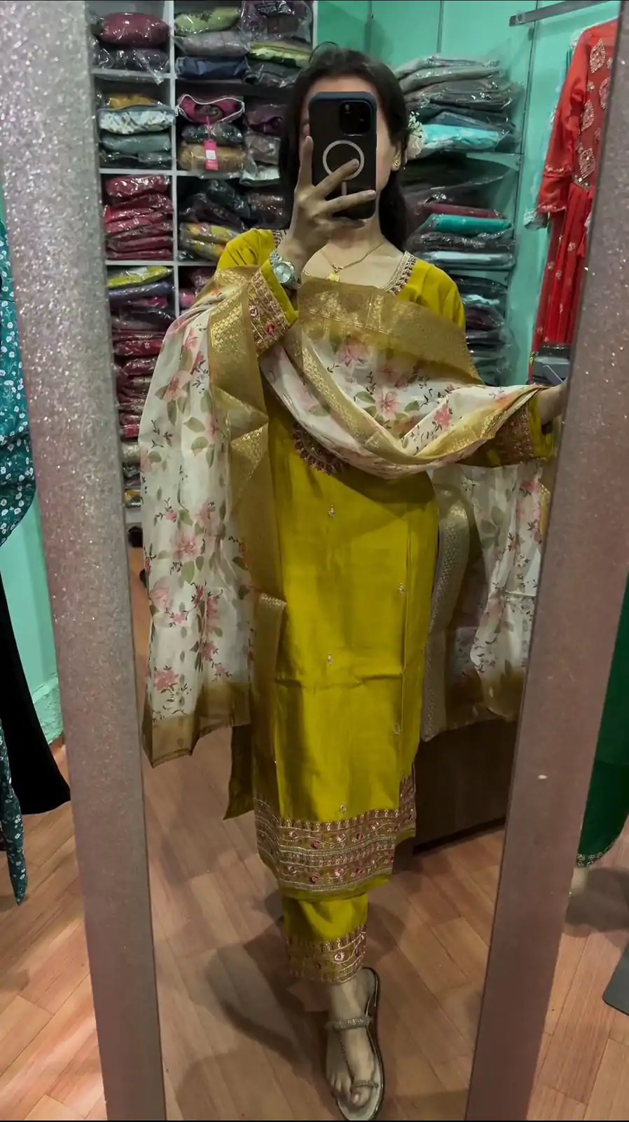 SR 1622 Yellow Color Chinnon Silk Embroidery Sharara Suit Wedding, Party, Festive, Events Etc. Expected Delivery 4-6 Working Days @1949 | Casual Suits, Salwar suit, Creative suits, Designer Suits, Palazzo Suits, Party Wear Suits, Straight Suits