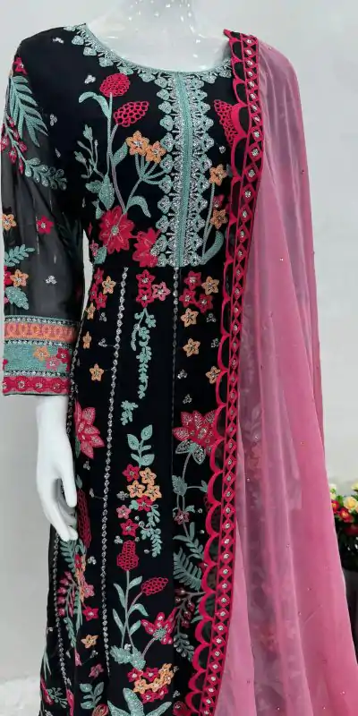 KF 1645 Black Color Georgette Embroidered Sequence Salwar Suit Wedding, Party, Festive, Events Etc.  Expected Delivery 4-6 Working Days @2149/-Only | Casual Suits, Salwar suit, Creative suits, Designer Suits, Palazzo Suits, Party Wear Suits, Straight Suits