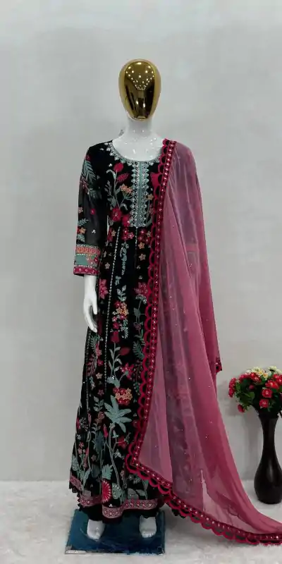 KF 1645 Black Color Georgette Embroidered Sequence Salwar Suit Wedding, Party, Festive, Events Etc.  Expected Delivery 4-6 Working Days @2149/-Only | Casual Suits, Salwar suit, Creative suits, Designer Suits, Palazzo Suits, Party Wear Suits, Straight Suits