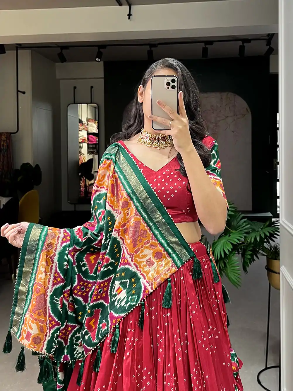 LNB 1684 Red Color Tussar Silk Patola Printed Lehenga Cho Festive Party Wedding, Events etc. Delivery 4-6 Working Days @2549/- | Lehenga, Bollywood Lehenga, Creative Lehenga, Designer Lehenga, Embroidered Lehenga, Party Wear Lehenga
