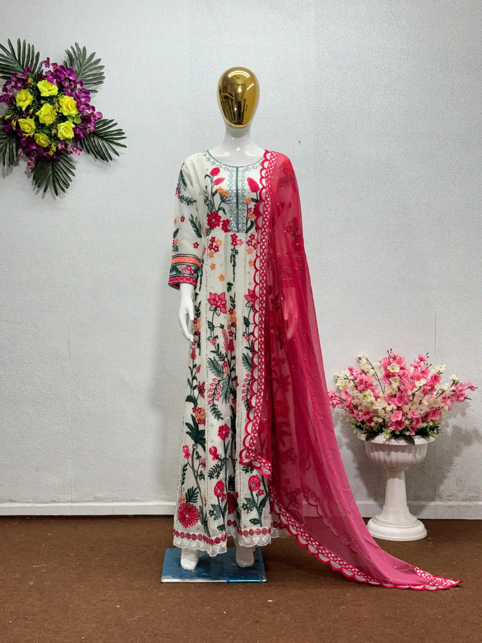 KF 1645 White Color Georgette Embroidered Sequence Salwar Suit Wedding, Party, Festive, Events Etc.  Expected Delivery 4-6 Working Days @2149/-Only | Casual Suits, Salwar suit, Creative suits, Designer Suits, Palazzo Suits, Party Wear Suits, Straight Suits