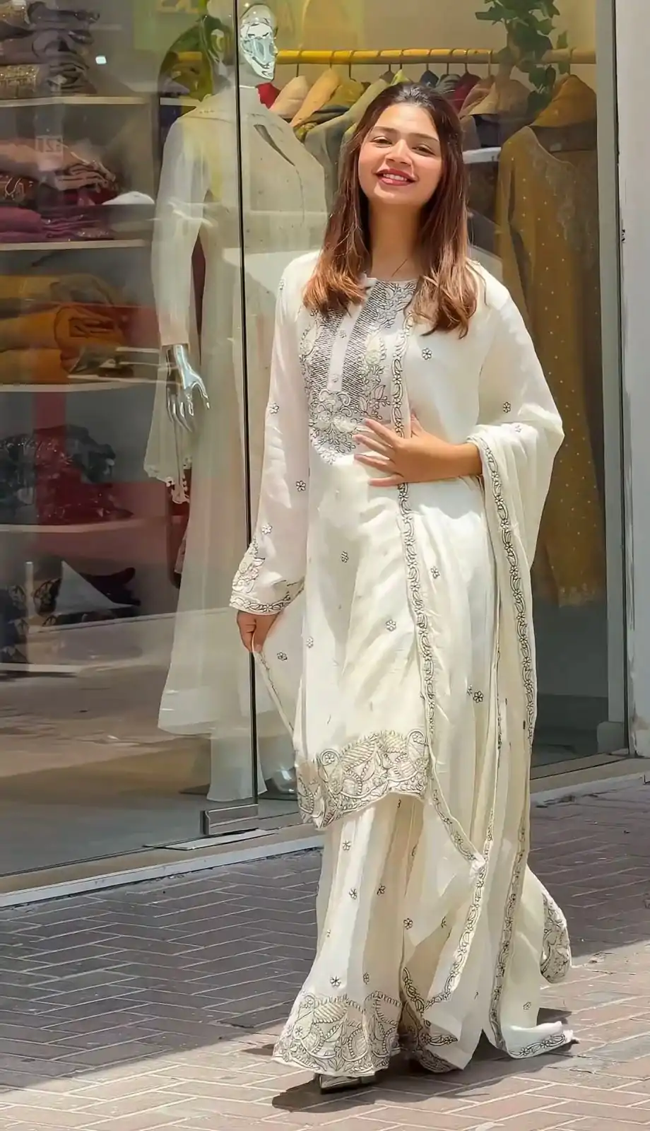 SSR 473 White Color Georgette Embroidery Sequence Salwar Suit Wedding, Party, Festive, Events Expected Delivery 4-6 Working Days @ 2099/- Only | Casual Suits, Salwar suit, Creative suits, Designer Suits, Party Wear Suits, Straight Suits