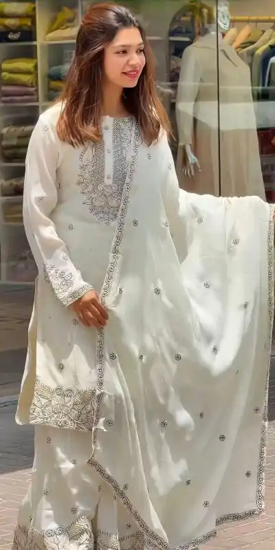 SSR 473 White Color Georgette Embroidery Sequence Salwar Suit Wedding, Party, Festive, Events Expected Delivery 4-6 Working Days @ 2099/- Only | Casual Suits, Salwar suit, Creative suits, Designer Suits, Party Wear Suits, Straight Suits