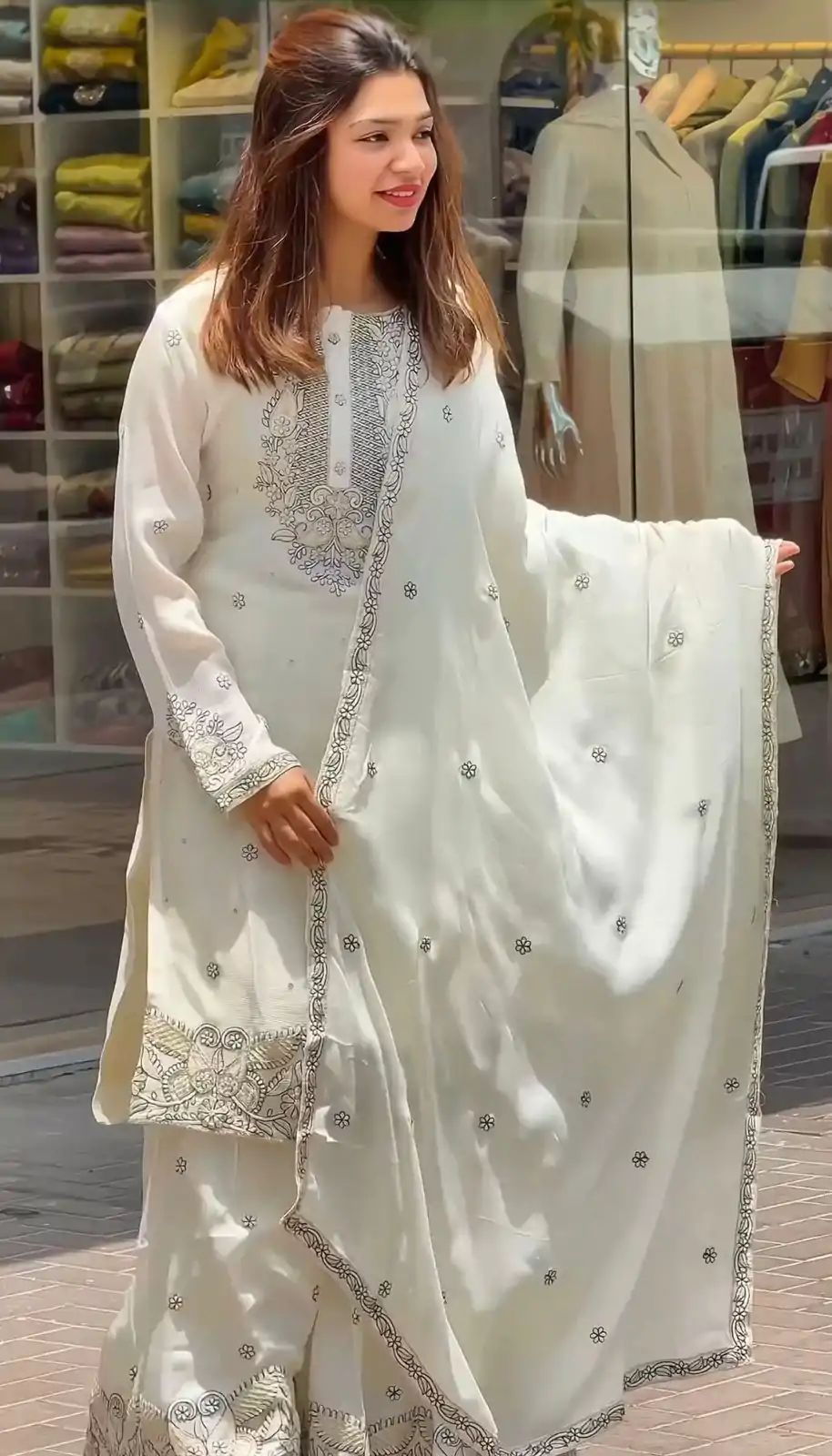 SSR 473 White Color Georgette Embroidery Sequence Salwar Suit Wedding, Party, Festive, Events Expected Delivery 4-6 Working Days @ 2099/- Only | Casual Suits, Salwar suit, Creative suits, Designer Suits, Party Wear Suits, Straight Suits