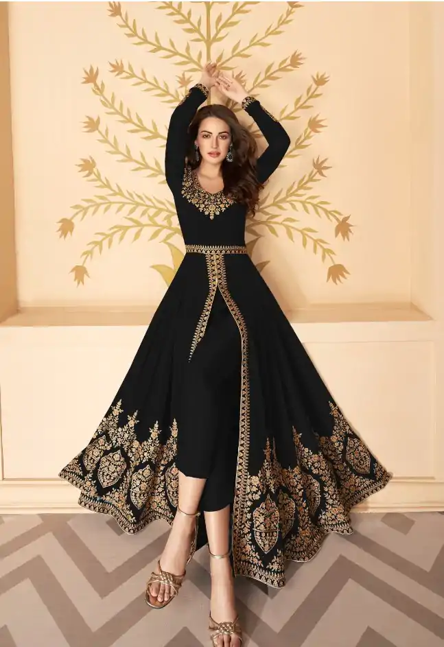 FC ASHIRWAD 7216 Black Color Georgette Embroidery Sharara Suit Wedding, Party, Festive Expected Delivery 4-6 Working Days  @2299/- | Casual Suits, Jump Suits, Salwar suit, Creative suits, Designer Suits, Palazzo Suits, Party Wear Suits, Patiala Suits, Straight Suits