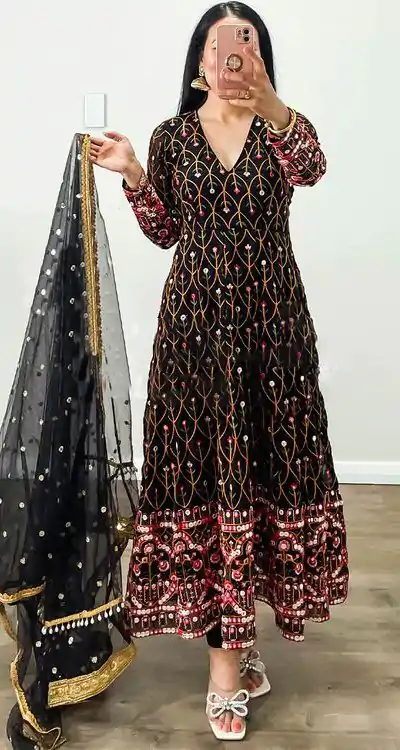 RTC 5642 Black Color Georgette Thread Sequence Work Salwar Suit Wedding, Party, Festive, Events Etc. Expected Delivery 4-6 Working Days @2449/- | Casual Suits, Jump Suits, Salwar suit, Creative suits, Designer Suits, Palazzo Suits, Party Wear Suits, Patiala Suits, Straight Suits