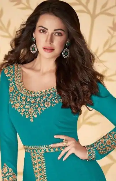 FC ASHIRWAD 7216 Blue Color Georgette Embroidery Sharara Suit Wedding, Party, Festive Expected Delivery 4-6 Working Days  @2299/- | Casual Suits, Jump Suits, Salwar suit, Creative suits, Designer Suits, Palazzo Suits, Party Wear Suits, Patiala Suits, Straight Suits