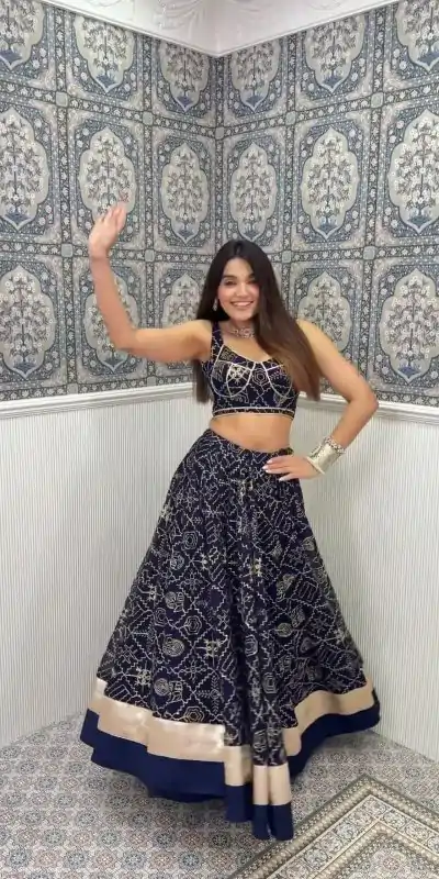 LG 613 Blue Color Rayon Printed Silk Work Lehenga Choli Festive Party Wedding, Events etc. Delivery 4-6 Working Days @1999/- | Lehenga, Bollywood Lehenga, Creative Lehenga, Designer Lehenga, Embroidered Lehenga, Party Wear Lehenga