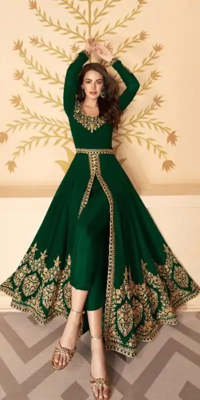 FC ASHIRWAD 7216 Green Color Georgette Embroidery Sharara Suit Wedding, Party, Festive Expected Delivery 4-6 Working Days @2299/- | Casual Suits, Jump Suits, Salwar suit, Creative suits, Designer Suits, Palazzo Suits, Party Wear Suits, Patiala Suits, Straight Suits