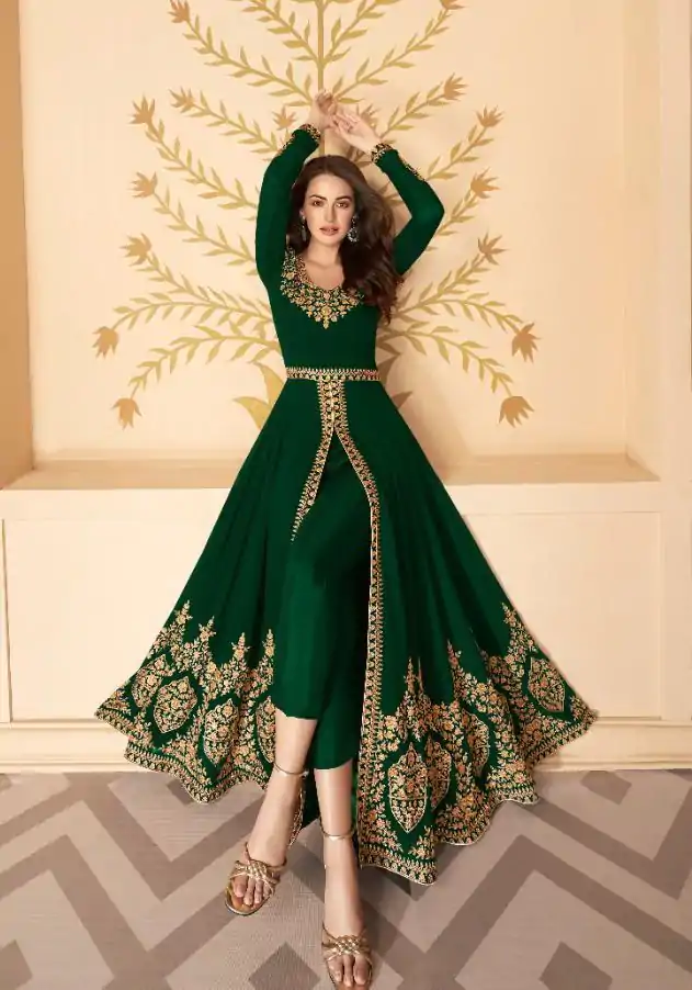 FC ASHIRWAD 7216 Green Color Georgette Embroidery Sharara Suit Wedding, Party, Festive Expected Delivery 4-6 Working Days  @2299/- | Casual Suits, Jump Suits, Salwar suit, Creative suits, Designer Suits, Palazzo Suits, Party Wear Suits, Patiala Suits, Straight Suits