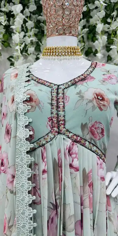 KD 1342 Light Blue Color Georgette Digital Printed Salwar Suit Casual, Party, Festive, Events Wedding Etc.  Expected Delivery 4-6 Working Days @2049/- | Casual Suits, Salwar suit, Creative suits, Designer Suits, Palazzo Suits, Party Wear Suits, Straight Suits