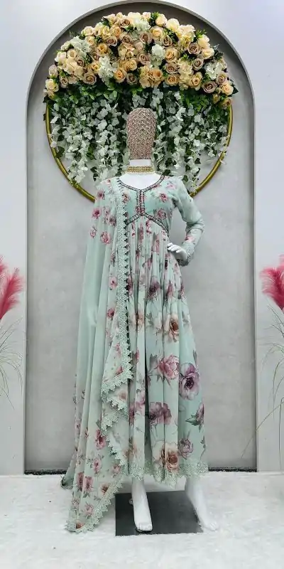 KD 1342 Light Blue Color Georgette Digital Printed Salwar Suit Casual, Party, Festive, Events Wedding Etc.  Expected Delivery 4-6 Working Days @2049/- | Casual Suits, Salwar suit, Creative suits, Designer Suits, Palazzo Suits, Party Wear Suits, Straight Suits
